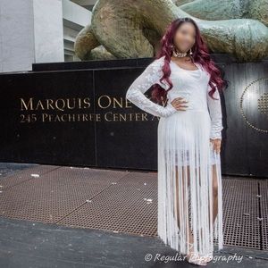 Banjul White Sequin Bodysuit with Fringes